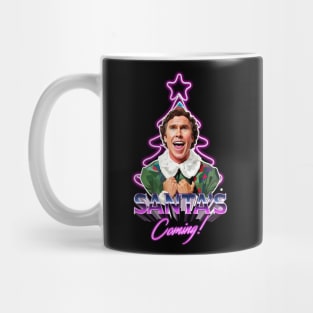 funny santa is coming neon design Mug